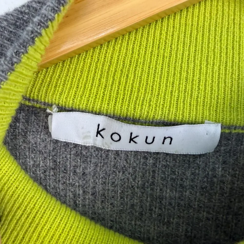 Kokun Men's Thermal Full Zip Cashmere Sweater Gray Medium